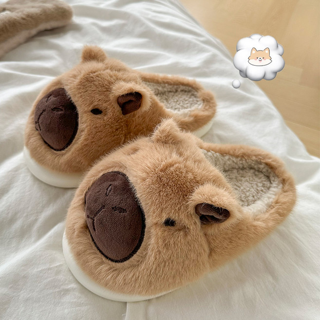 오드아이 카피바라 털 슬리퍼 인형 실내화 신발 따뜻한 귀여운 겨울
