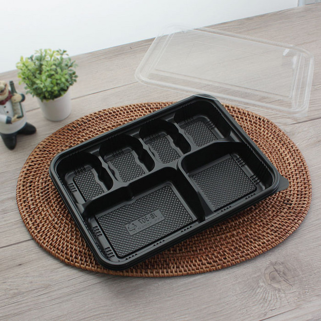 JB307 흑색 6칸 일회용 도시락용기 포장 배달 [400셋트]