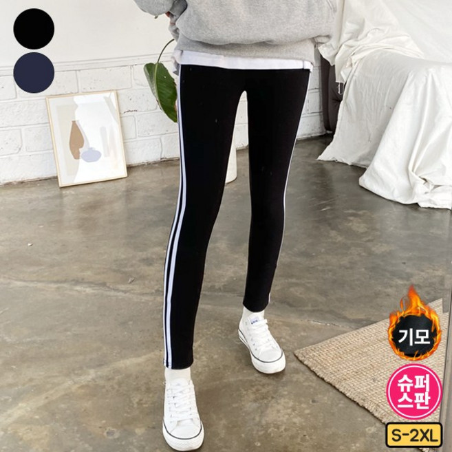 가비진 여성용 두줄 융털 스판 레깅스 팬츠 8902
