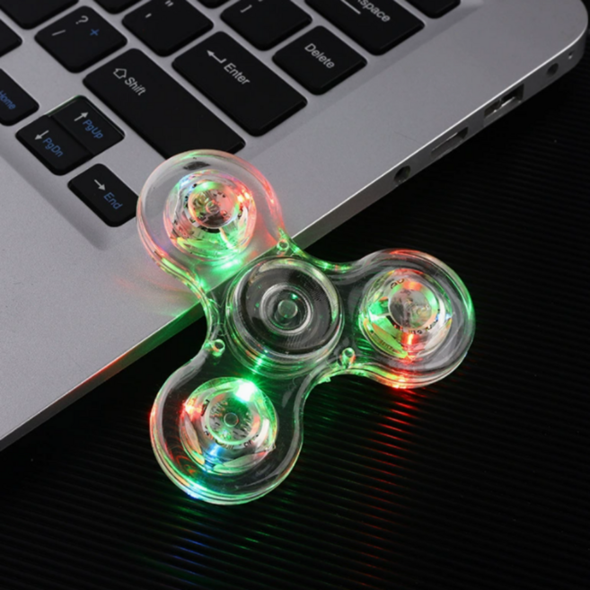 비니오 LED 피젯 스피너 불빛 회전 장난감 스트레스 해소 손장난감, 1개, 투명