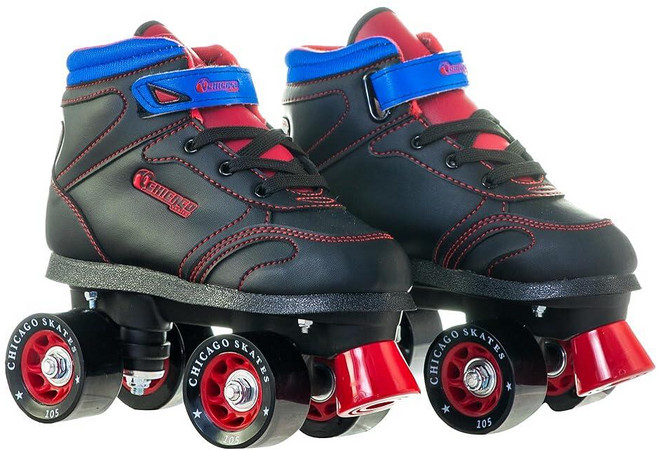 Chicago Girl's 사이드워크 롤러 스케이트 103013, Black/Red