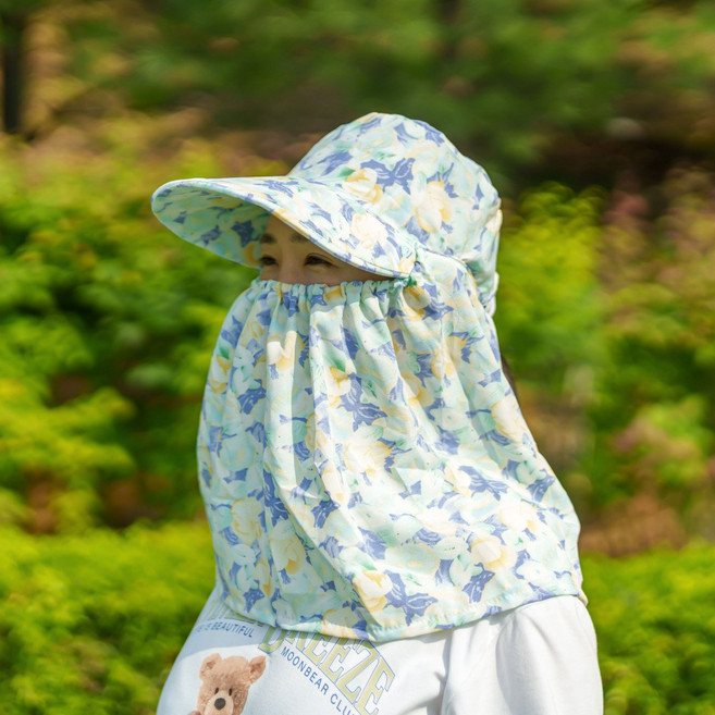 데일리인 여성 농사 모자 햇빛 가리개 여름 밭일 농부 꽃무늬