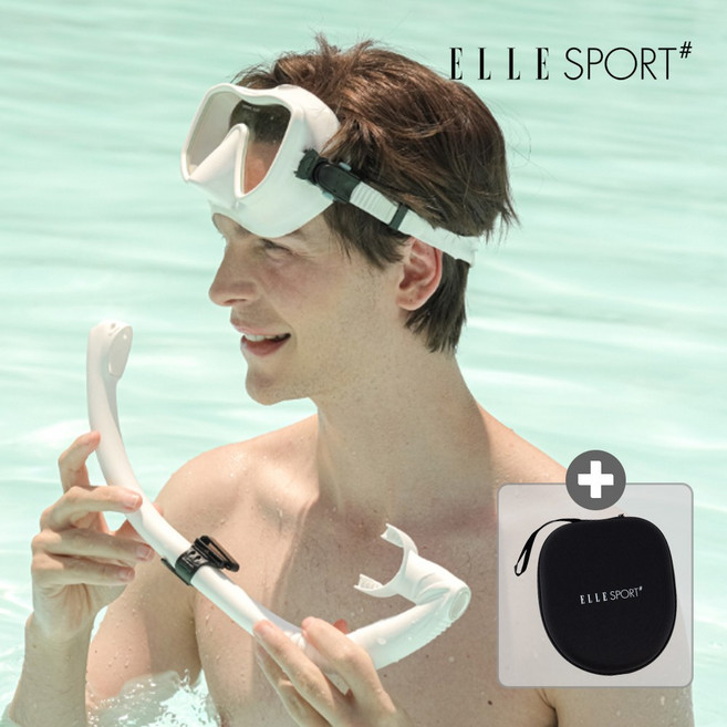 엘르 스노클링 마스크 세트 퍼지기능 수영장 물안경 세트, 화이트SET(10세~성인)