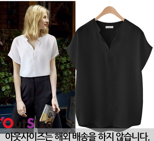 아웃사이즈 OA325 빅사이즈 여름 반팔 정장 블라우스 티셔츠