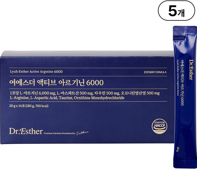 본사직영 여에스더 액티브 아르기닌 6000, 5개, 14회분