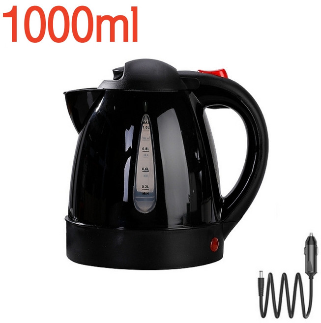 차량용 전기포트 전차종 12V24V 자동차 화물차 커피포트 캠핑 차박 주전자, 블랙, 12V