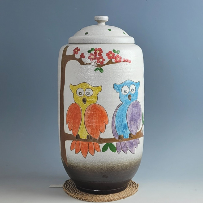 쌀독 일자투톤 부엉이 쌀통 쌀항아리 쌀보관통 20kg 현관 소금 항아리 Q069, 1개