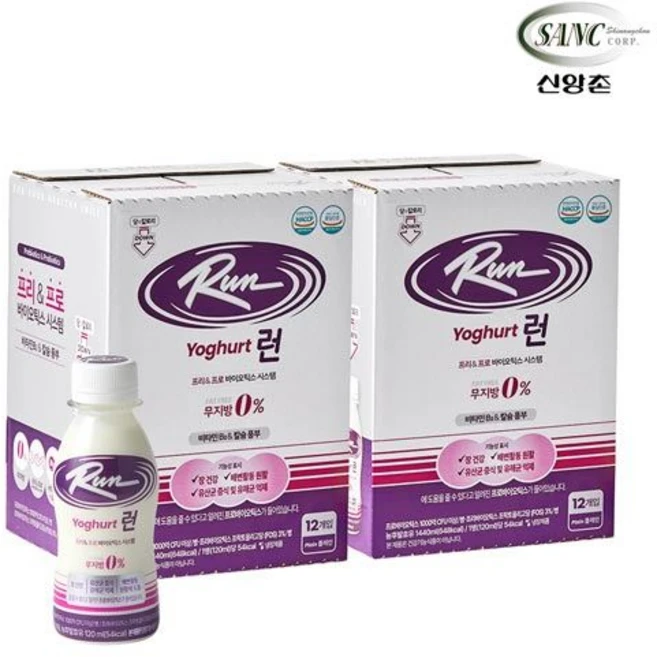 [신앙촌] 런 요구르트 24개입 프리&프로바이오틱 플레인, 2세트, 12개, 120ml, 120ml - 쿠팡