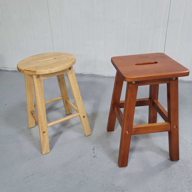 원형 사각 원목 스툴 미니 보조의자, 1개, 사각 네츄럴