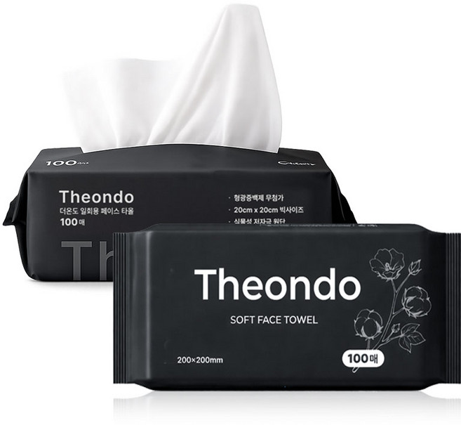 더온도 천연순면 일회용 페이스타올 시그니처, 2개, 100매입