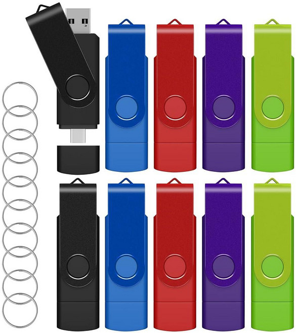 AreTop 16GB USB C 썸 드라이브 듀얼 2.0 플래시 회전 디자인 2-in-1 휴대용 타입-C 메모리 스틱 안드로이드 스마트폰 컴퓨터 맥북 태블릿 PC용 1, 10개