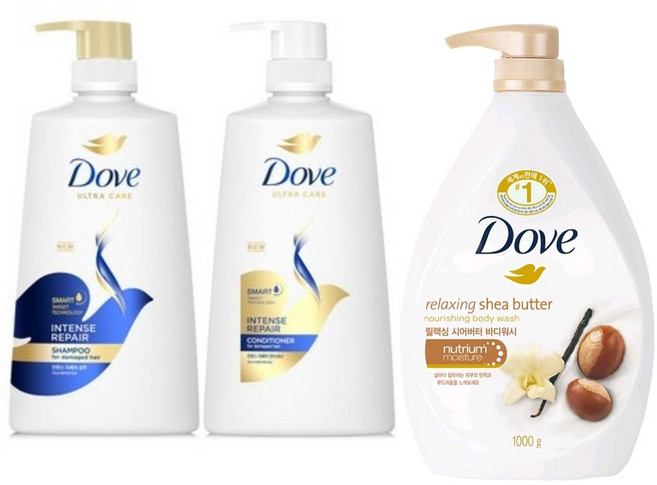 도브 인텐스 리페어 샴푸 & 린스 + 바디워시 1L 시어버터, 1개