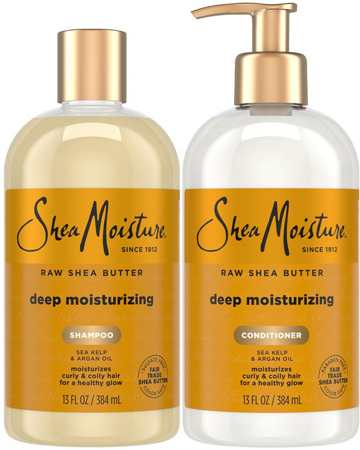 시어모이스처 샴푸 & 컨디셔너 세트 로우 시어 버터 씨 SheaMoisture Shampoo & Conditioner Set Deep Moisturizing with Raw, 1개