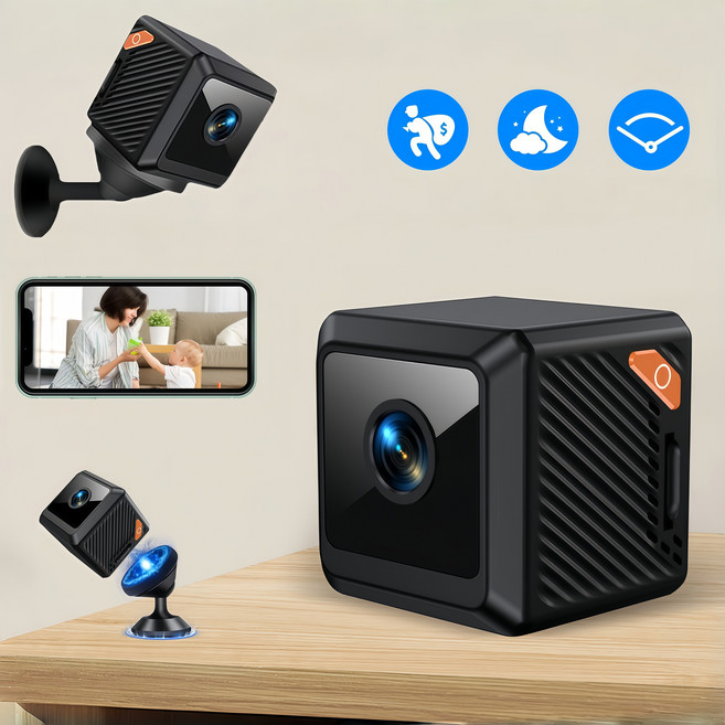 Mochae 140도 회전 WiFi 카메라 고화질 초소형 1080p 무선 충전식 사무실용 옥외용 휴대용 액션캠 캠코더, W02, 1개