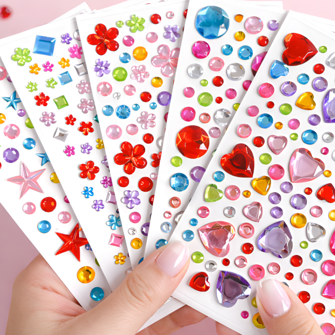 숨플릿 보석 스티커 세트 (하트 별 원 네모 꽃 모양)