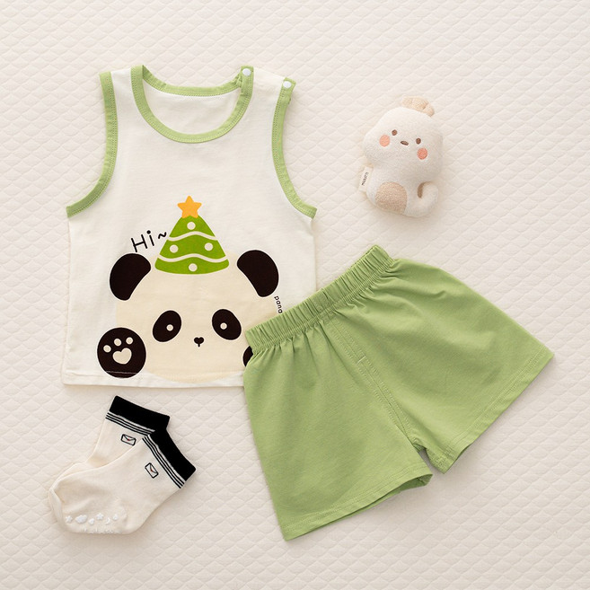 에뜨람 순면 아기 실내복 상하세트 민소매 여름 나시 아동 신생아 내의 상하복 백일 kc인증