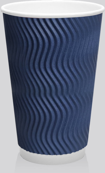 [실속형] 3중 단열 종이컵 웨이브 블루 16oz 500개, 1개