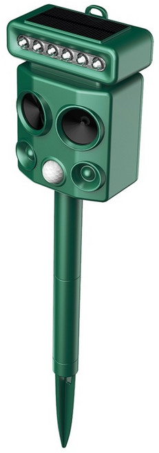 초음파 태양열 충전 야생동물퇴치기 LED 경보음 4가지 모드 조절 태양광 충전, H7017(녹색)
