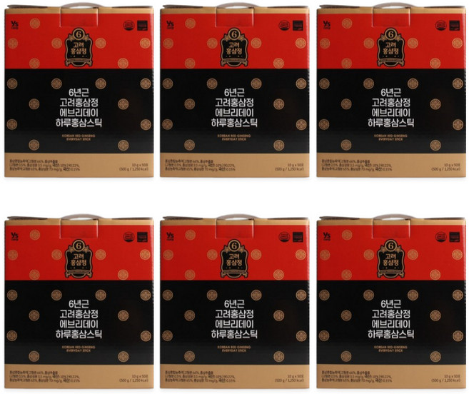 데일리 홍삼 스틱 6년근 고려 홍삼정 진액 엑기스 사포닌 진세노사이드 국내산 선물세트, 6세트