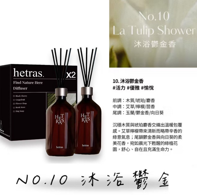 hetras. No.10 La Tulip Shower 沐浴鬱金香 香氛組, 2個, 500ml, 沐浴鬱金