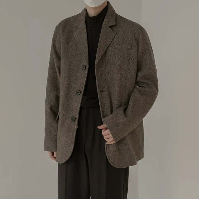 ANYOU 남성 세미정장 자켓 빈티지한 오피스 캐주얼 남녀공용