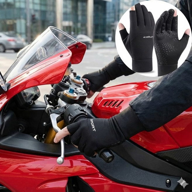 빠밤 직접 터치 오토바이 방한장갑, 블랙