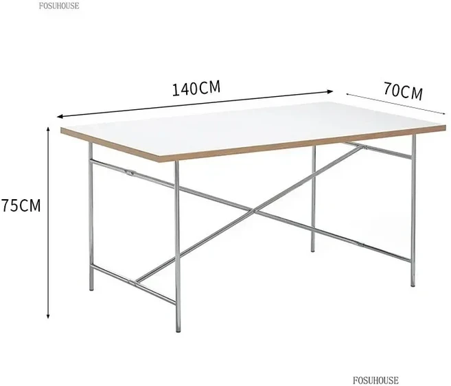 사무용 가구 스테인레스 스틸 다리 직사각형 책상 회의실 쓰기 테이블 g에 대한 단단한 나무 컴퓨터, 04 140x70x75cm-white