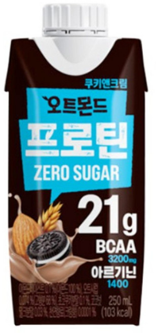 롯데칠성 오트몬드 프로틴 제로슈거 쿠키앤크림, 250ml, 12개