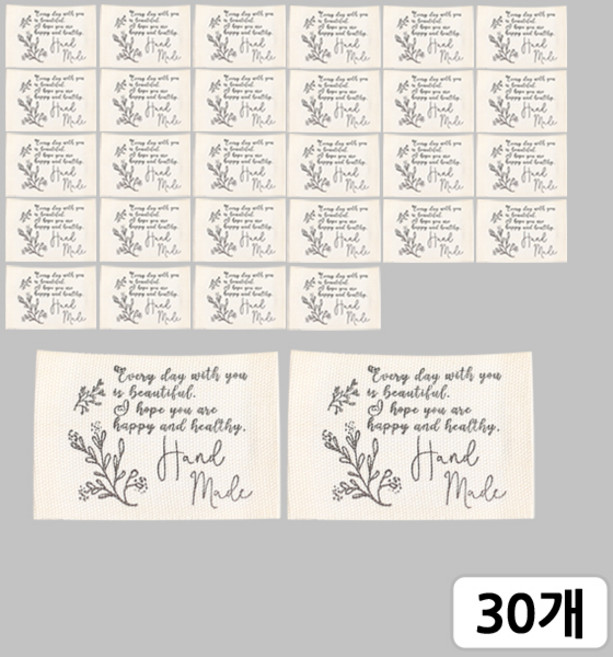 [모핸] 핸드메이드 면라벨, 30개, 소잉-행복