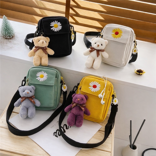 리니데이 데이지 미니 크로스백 휴대폰 보조가방 멀티백 곰돌이키링증정
