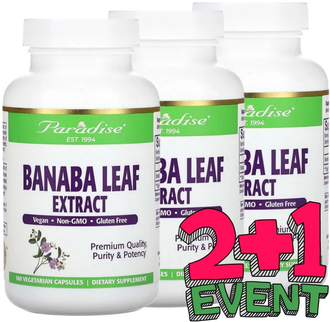 3개 파라다이스 허브 바나바잎 바나바리프 바나바 잎추출물 Banaba leaf 250mg 180정 - 쿠팡