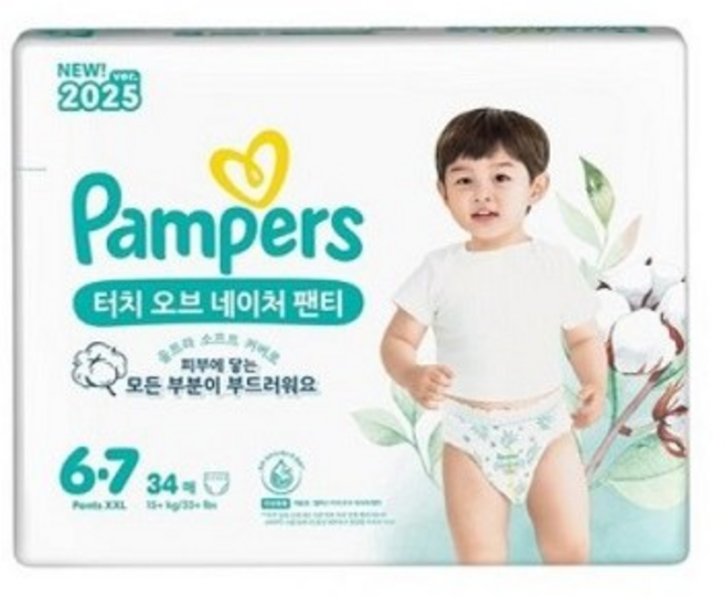팸퍼스 2025 터치오브네이처 팬티형 기저귀 남여공용, 6단계, 170매