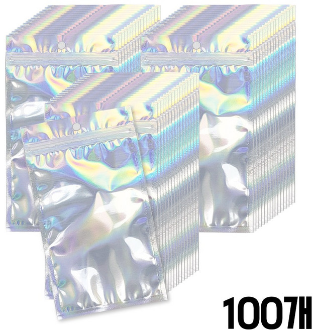 다용도 선물 악세사리 소품 포카 파우치 포장 홀로그램 지퍼백, 100개