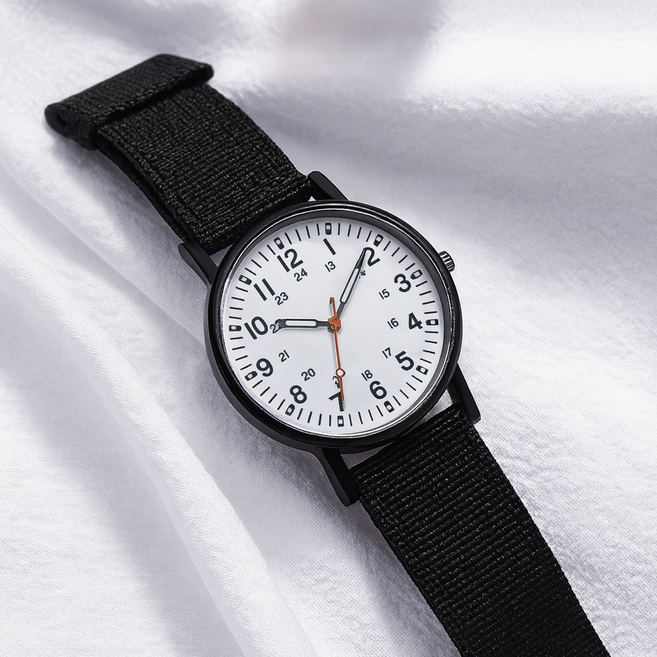심플 저소음 손목 시계 아날로그 수능시계 학생 시험 군인 나토 밴드