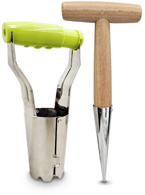 스텐 모종이식기 식재봉 세트 모종씨앗심기 분배기 구멍파기 모종천공기 모종심는기계, 1세트