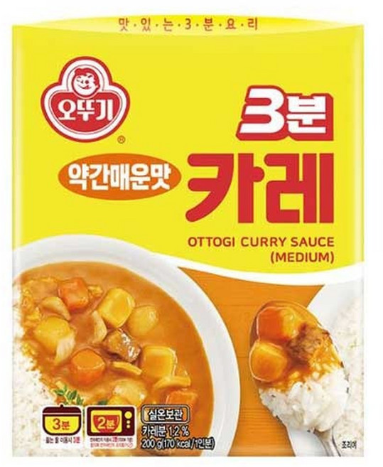 오뚜기 3분 카레 (약간매운맛 200g), 1개, 200g