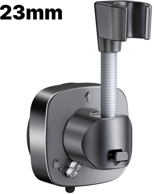 일상채움 이중 흡착식 초강력 무타공 샤워기 거치대, 블랙 실버