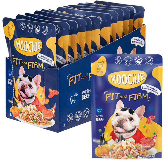 무치 독 강아지 파우치 간식 휴먼그레이드 관절 피모 장 면역 건강, 85g, 12개, 소고기찜