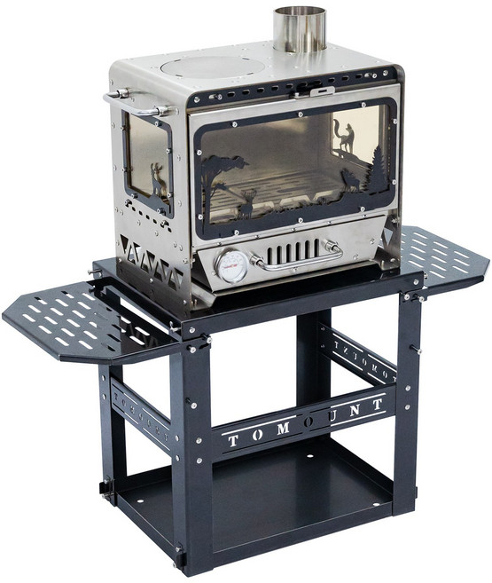 TOMOUNT 투마운트 캐슬 감성 캠핑 야외 화목난로 테이블 포함, 캐슬 화목난로(대형+연통 세트 포함)