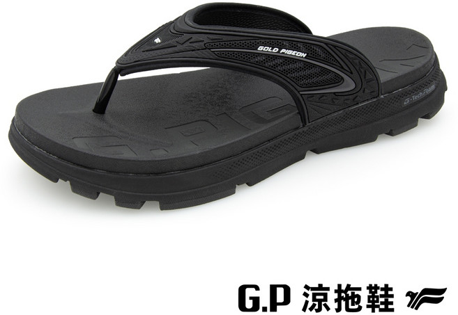 G.P 男款 G-tech Foam 舒適高彈人字拖鞋, G9-黑色,40