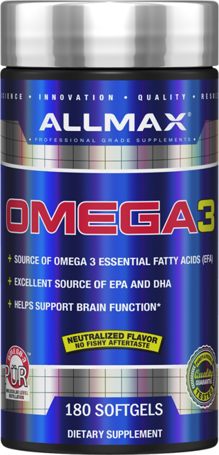 ALLMAX Omega-3軟膠囊 無麩質, 180顆, 1罐
