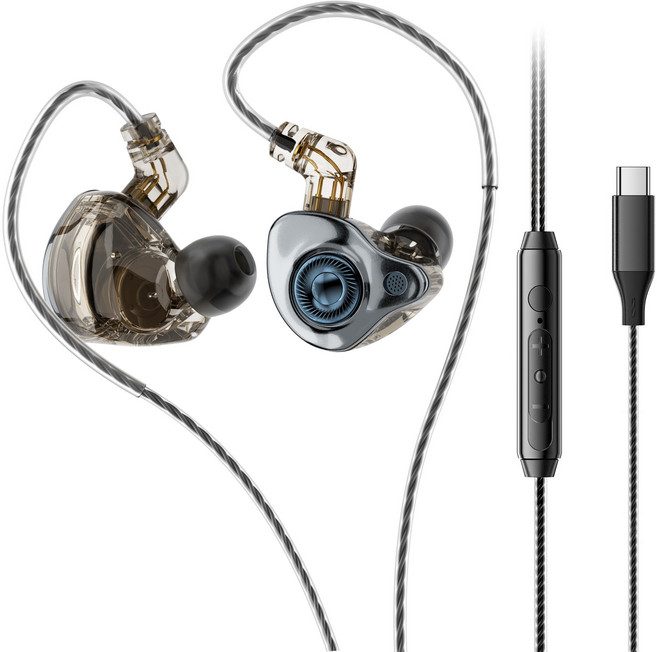 Essager 게이밍 커널형 이어폰 인이어 DD 이어폰, 블랙, C타입