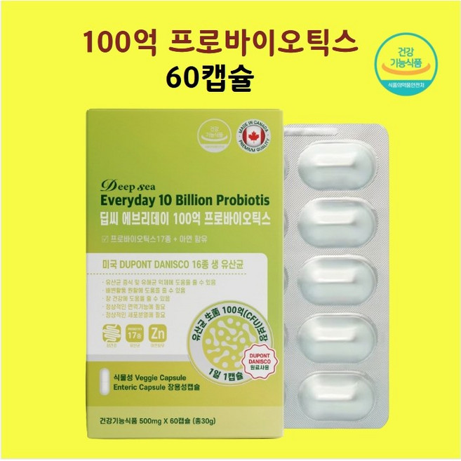 딥씨 에브리데이 100억 프로바이오틱스 500mg x 60캡슐, 1개, 1정