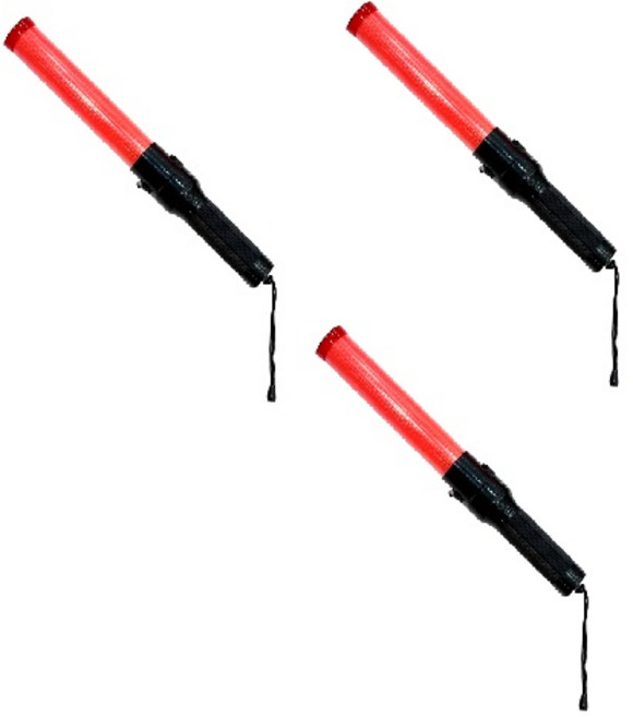 충전식 신호봉 소형 일반/ USB충전 / 순찰 사고예방 차량감속 경찰 경광봉, 레드, 3개