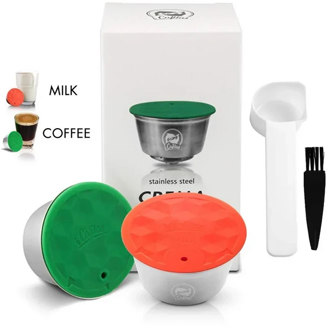 네스카페 돌체 구스토 용 재사용 가능한 커피 캡슐 서콜로형 및 미니 커피 메이커 기계 용 스테인레스 스틸, 01 1Metal 1Milk