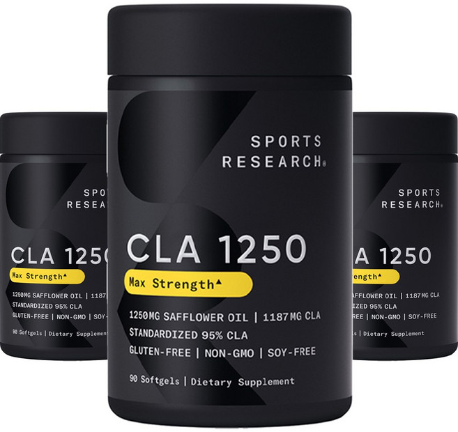 스포츠리서치 맥스 포텐시 95% CLA 1250mg 소프트젤, 90정, 3개