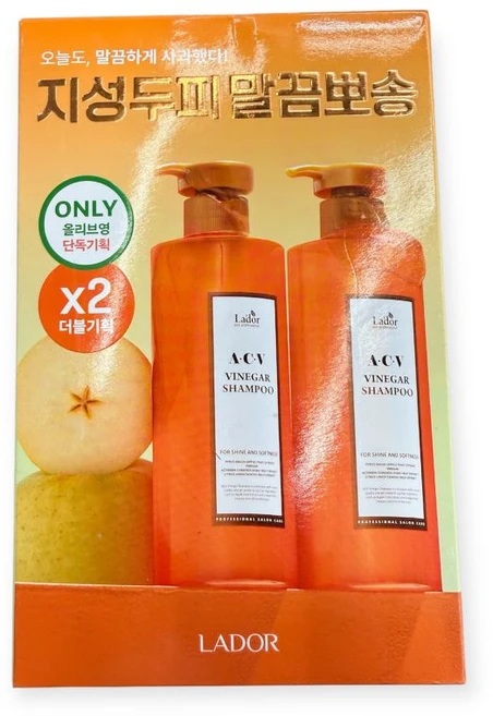 아도르 비건 사과 식초 샴푸 더블 기획, 2개, 430ml - 쿠팡