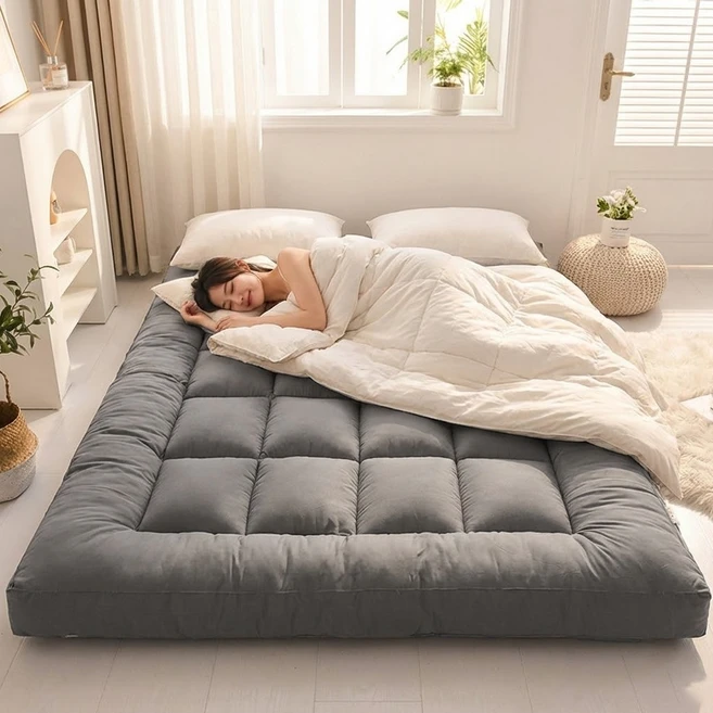 리보아 사계절 바닥 침대 토퍼 매트리스 요매트 10cm, 그레이 - 쿠팡