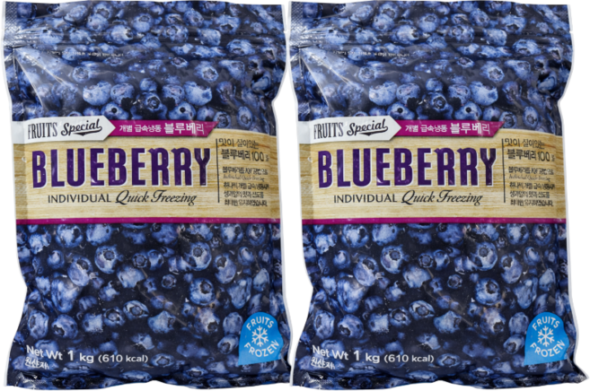[IQF공법] 깨끗이 씻은 칠레산 냉동블루베리 1kg+1kg (총 2팩), 1kg, 2개