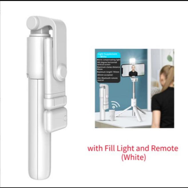 셀카봉 맥세이프 마그네틱형 삼각대 스탠드와 조명이 포함된 무선 Bluetooth 리모컨 iPhone 휴대폰 TikTok 라이브 스트리밍용 확장 가능, 3)white, 1개